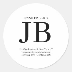 Professionelles Monogramm Schwarz Weiß Runder Aufkleber