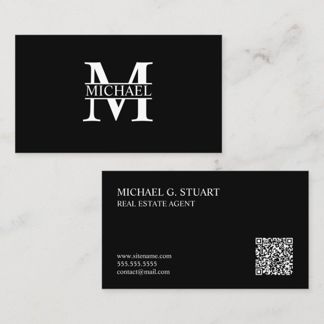 Professionelles Monogramm und Name Visitenkarte (Vorne/Hinten)