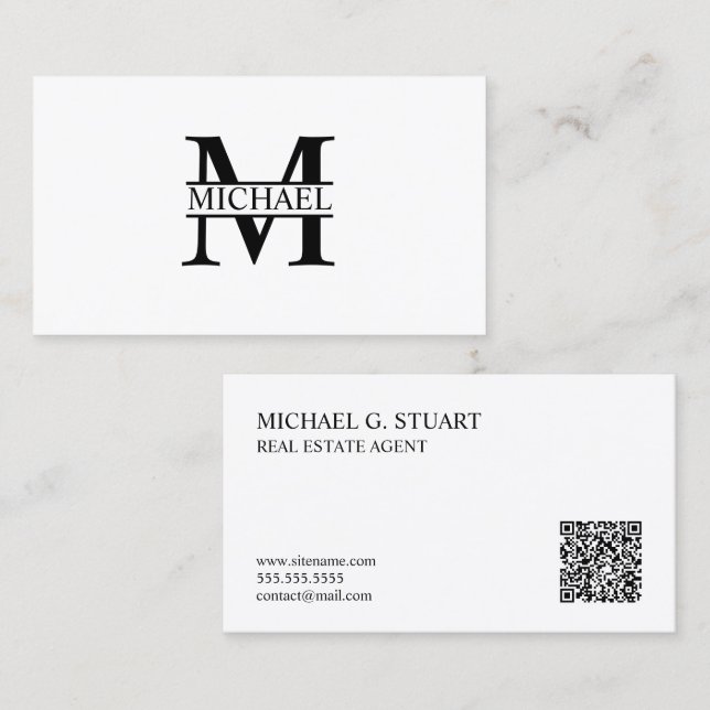 Professionelles Monogramm und Name Visitenkarte (Vorne/Hinten)