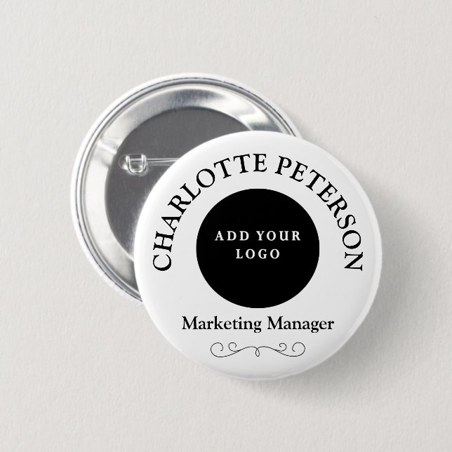 Professionelles Namensschild Geschäft Logo Büroarb Button (Vorne & Hinten)