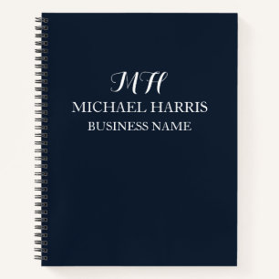 Professionelles Navy Blau Monogramm Anfangsbuchsta Notizbuch
