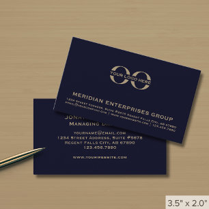 Professionelles Navy und Gold-Logo Visitenkarte