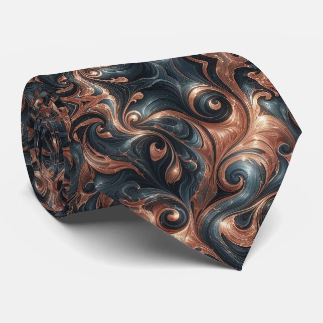 Professionelles Navyblau und Kupfermarmor Krawatte (Gerollt)