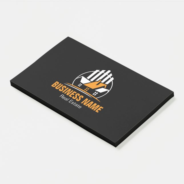 Professionelles Orange Weiß Immobilien Logo Post-it Klebezettel (angewinkelt)