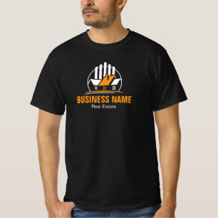 Professionelles Orange Weiß Immobilien-Logo T-Shirt