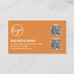 Professionelles oranges Logo-QR-Code modern Visitenkarte