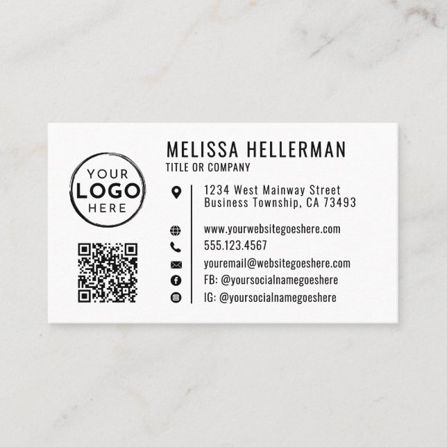 Professionelles QR-Code-Firmenlogo Visitenkarte (Vorderseite)
