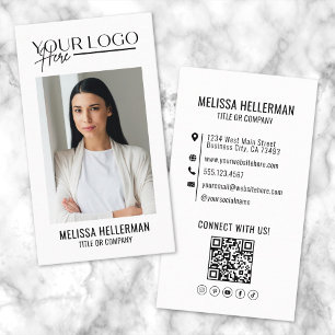 Professionelles QR-Code-Foto Firmenlogo Vertikal Visitenkarte