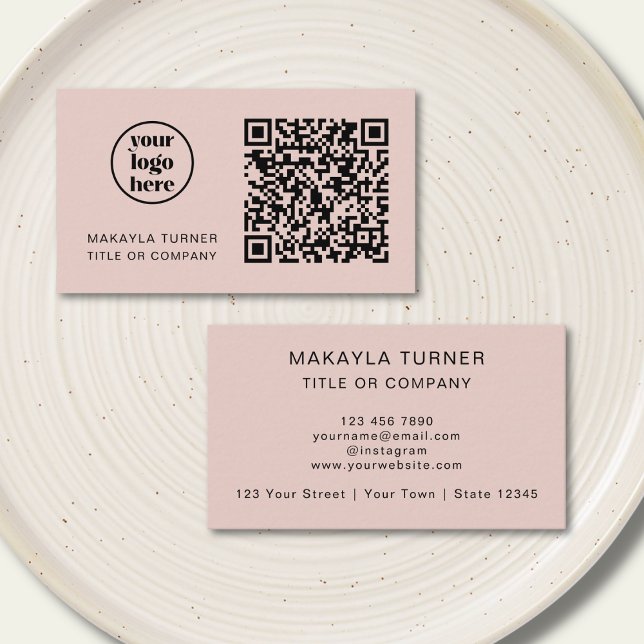 Professionelles QR-Code-Geschäftslogo Rosa Visitenkarte (Von Creator hochgeladen)