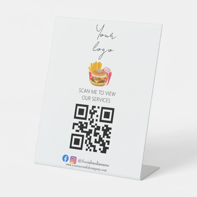 Professionelles QR-Code kontaktloses Menü  Sockelschild (Vorderseite)