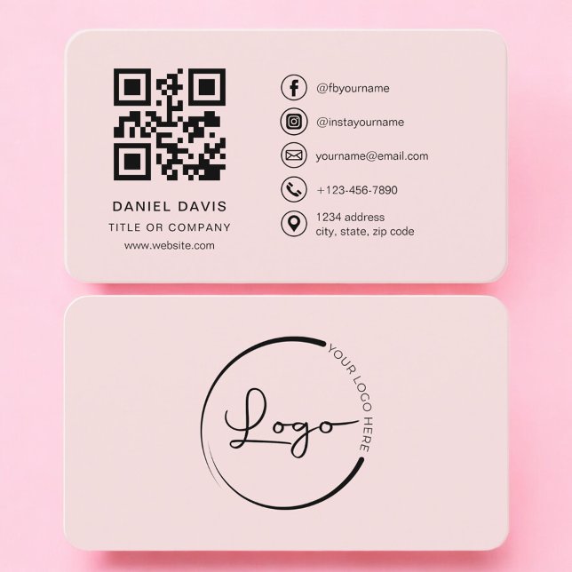 Professionelles Rosé-Logo QR-Code Visitenkarte (Von Creator hochgeladen)