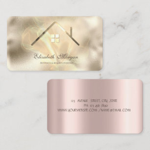 Professionelles Roségold-Haus Immobilien  Visitenkarte