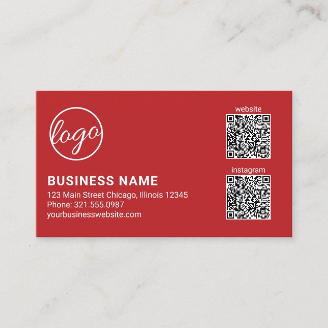 Professionelles rotes Logo QR-Code Modern Visitenkarte (Vorderseite)