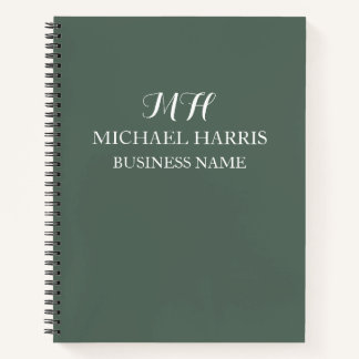 Professionelles Salbeigrün-Monogramm-Anfangsbuchst Notizbuch