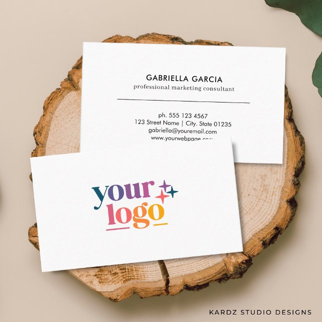 Professionelles scannbares QR-Code-Logo Minimalist Visitenkarte (Front and back of the business card are shown in standard size. Choose size, corner + paper style.)