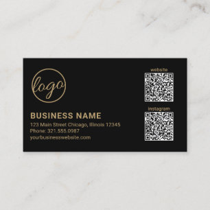 Professionelles Schwarz-Gold-Logo QR-Code Modern Visitenkarte