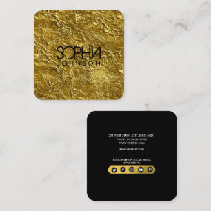 Professionelles Schwarz & Gold Minimalistisches So Quadratische Visitenkarte