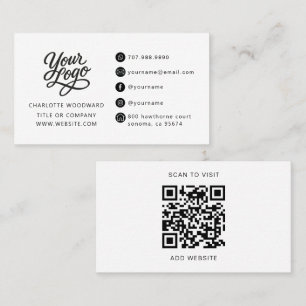 Professionelles Schwarz-Weiß-Logo QR-Code Visitenkarte
