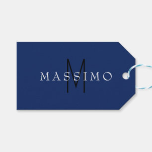 Professionelles schwarzes Monogramm Blau Ihr Name Geschenkanhänger
