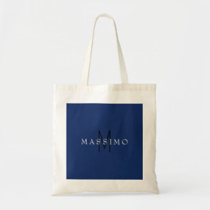 Professionelles schwarzes Monogramm Blau Ihr Name Tragetasche