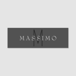 Professionelles schwarzes Monogramm grau Ihr Name Namensschild