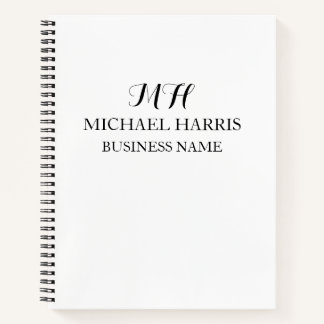 Professionelles schwarzes Monogramm Initial Geschä Notizbuch