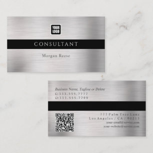 Professionelles Silber, Minimal, Logo, QR-Code Visitenkarte
