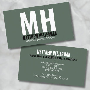 Professionelles Simple Green Monogramm Visitenkarte