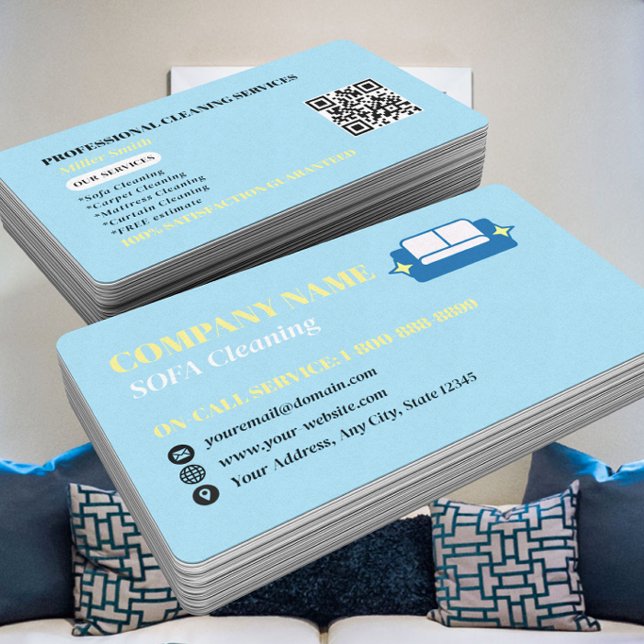 Professionelles Sofa-Reinigungs-Logo QR-Code Visitenkarte (Von Creator hochgeladen)