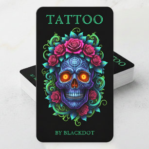 Professionelles Tattoo-Studio Floral Skull Tattooi Visitenkarte