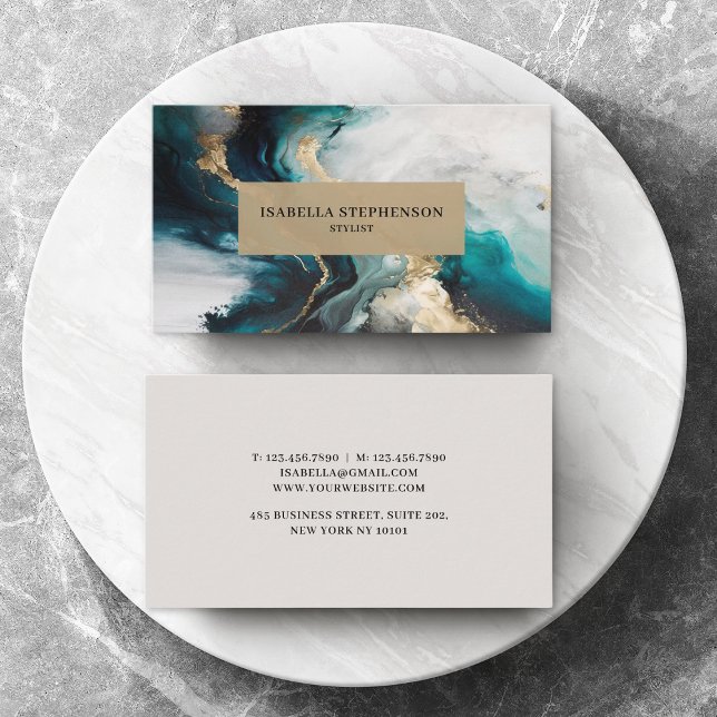 Professionelles Teal-Gold-Abstrakt Modern Visitenkarte (Von Creator hochgeladen)