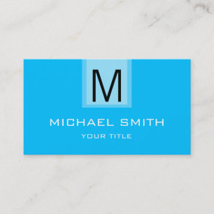 Professionelles Tief himmelblau Vollfarben-Monogra Visitenkarte