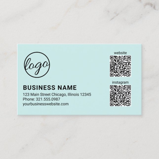 Professionelles Türkis-Logo QR-Code Modern Visitenkarte (Vorderseite)