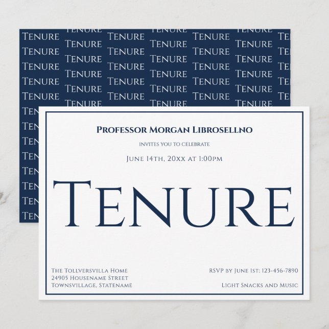 Professor Blue Academic Tenure Party Einladung (Vorne/Hinten)