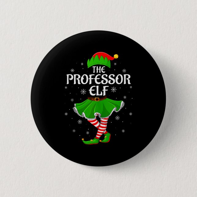 Professor Elf Christmas Family Girls Women Elf Squ Button (Vorderseite)