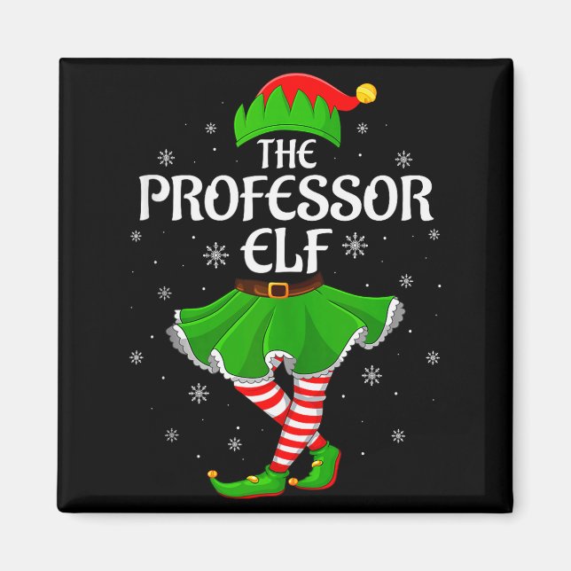 Professor Elf Christmas Family Girls Women Elf Squ Magnet (Vorne)