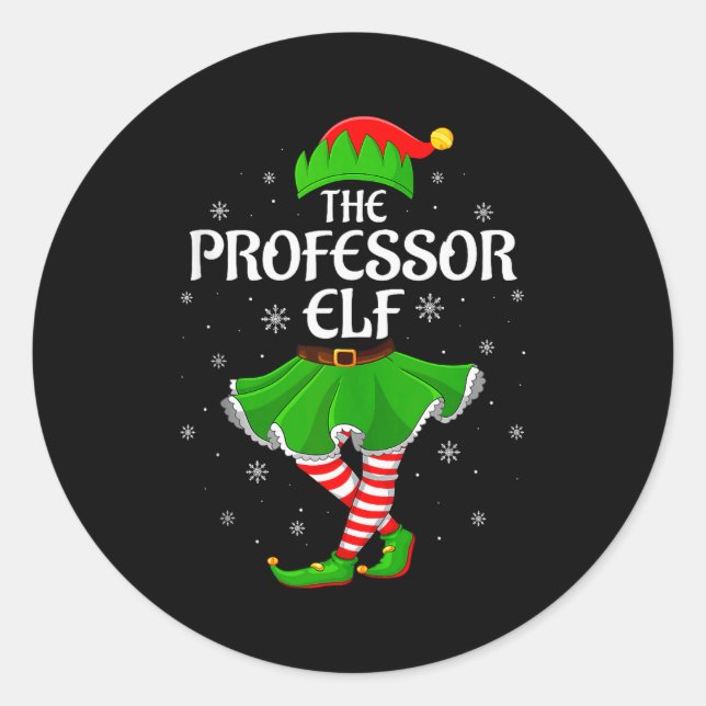 Professor Elf Christmas Family Girls Women Elf Squ Runder Aufkleber (Vorderseite)
