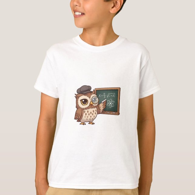 Professor Eule Schultafel Kinder T-Shirt (Vorderseite)