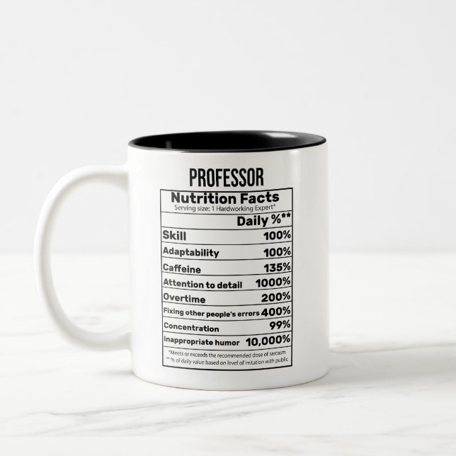 Professor Nutrition Facts Funny Gift Ideen Zweifarbige Tasse (Links)