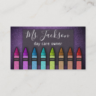 Professor Preschool Lehrer Glitzer Rainbow Crayon Visitenkarte