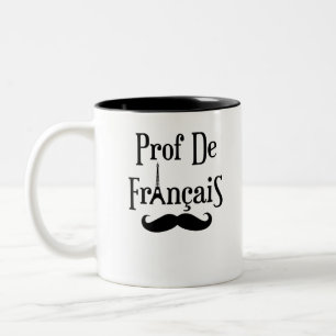 Professor Prof. de Francais, Französischer Lehrer Zweifarbige Tasse