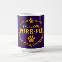 Professor Purr-ple™ Lila und Gold Katzen Kaffeetas