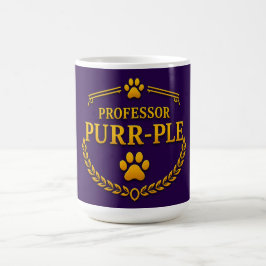 Professor Purr-ple™ Lila und Gold Katzen Kaffeetas Kaffeetasse
