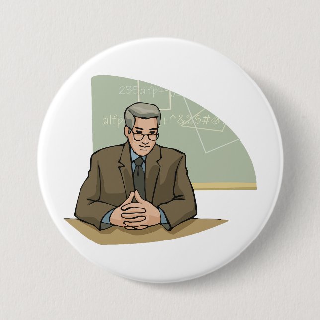 Professor Scholar Male Educator Teacher Button (Vorderseite)