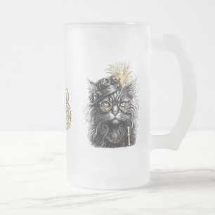 Professor Sprocket-Paws, die funky Steampunk-Katze Mattglas Bierglas