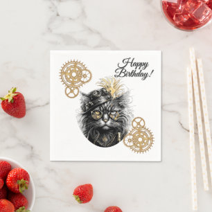 Professor Sprocket-Paws Steampunk-Katze Happy B-Da Serviette