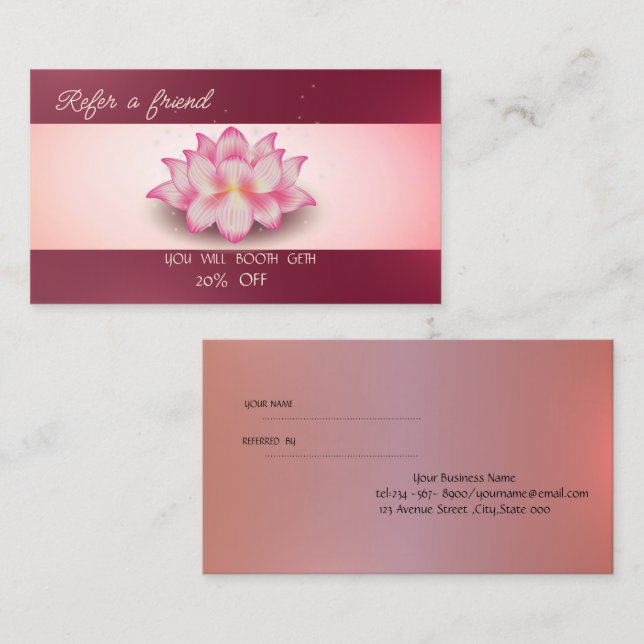 Proffesional Elegant Lotus Referral Card (Vorne/Hinten)