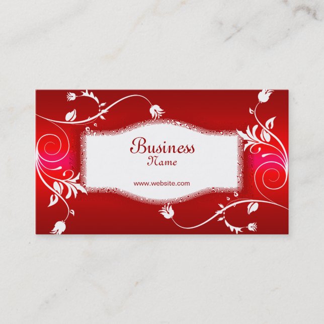 Profil Business Card Rotes weißes Blumen Visitenkarte (Vorderseite)