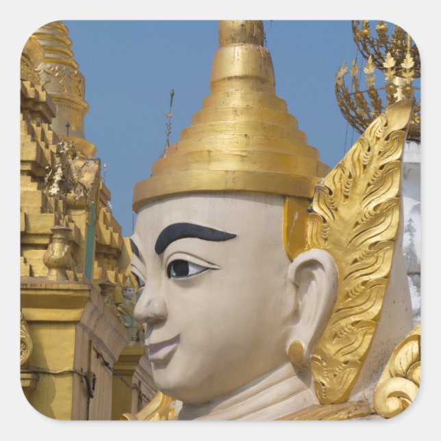 Profil der Buddha-Statue Quadratischer Aufkleber (Vorderseite)