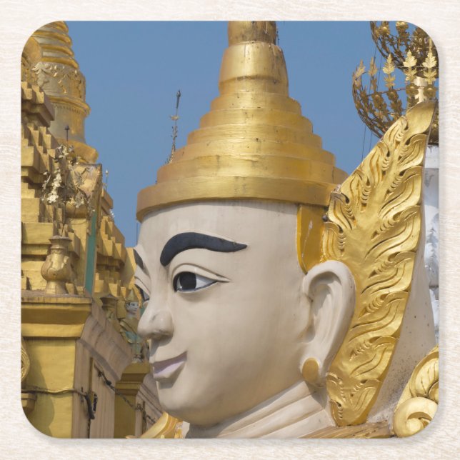 Profil der Buddha-Statue Rechteckiger Pappuntersetzer (Vorderseite)